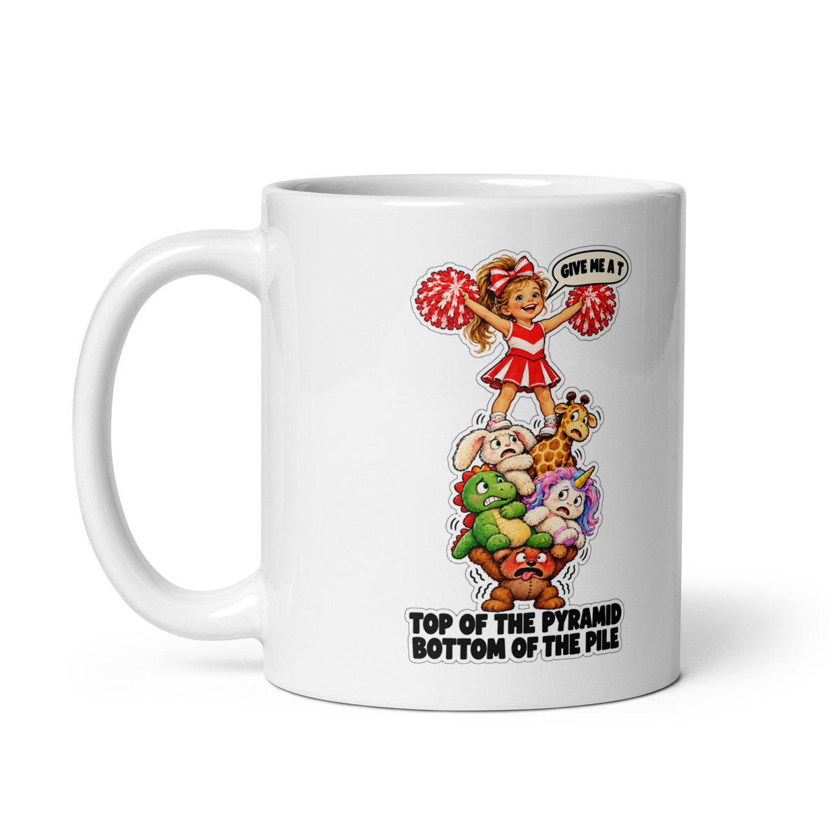 Cheerleader Chloe Mug by Brain Rot Bunch, handle on left