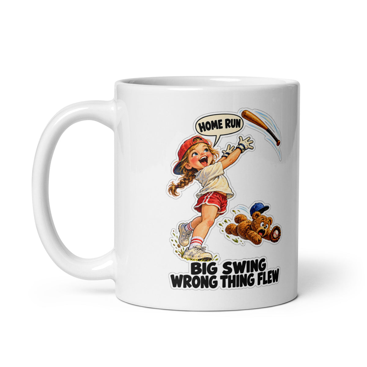 Home-Run Harper Mug by Brain Rot Bunch, handle on left