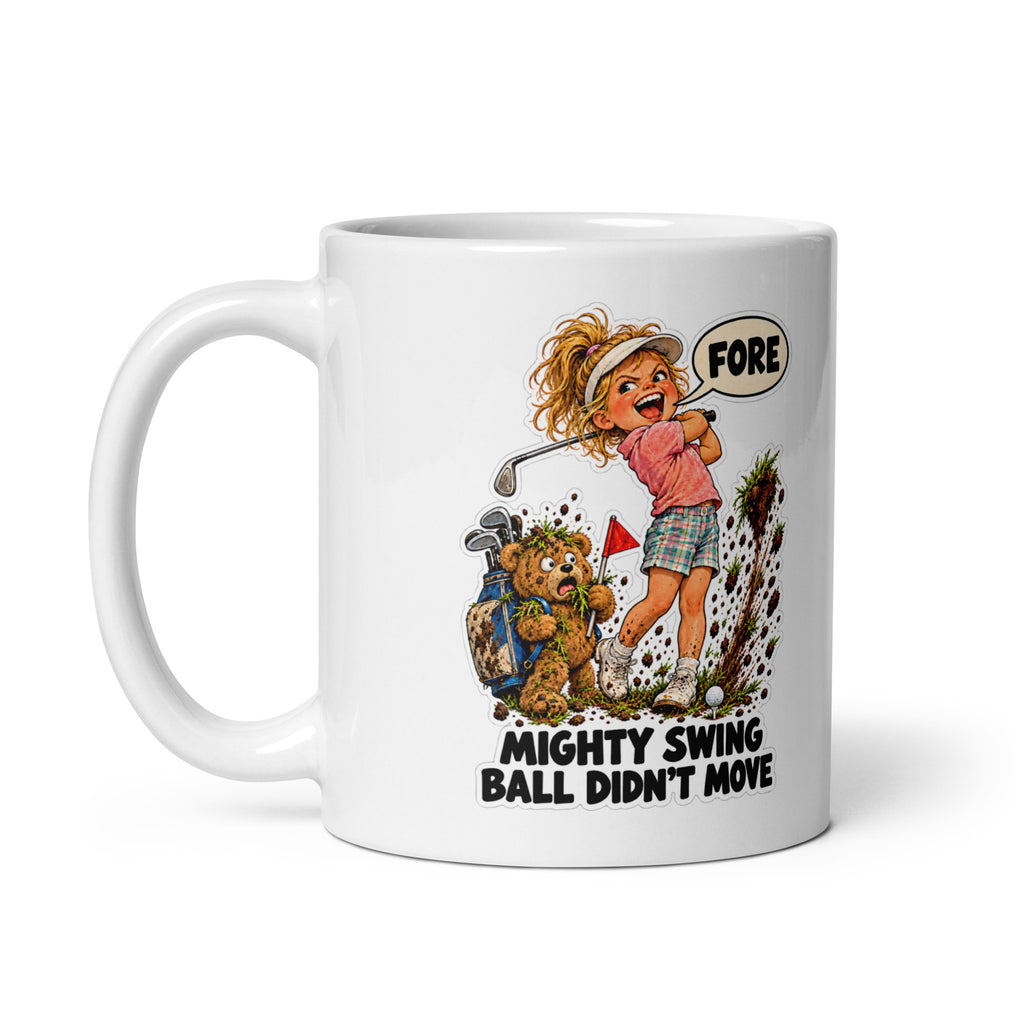 Golfer Greta Mug by Brain Rot Bunch, handle on left