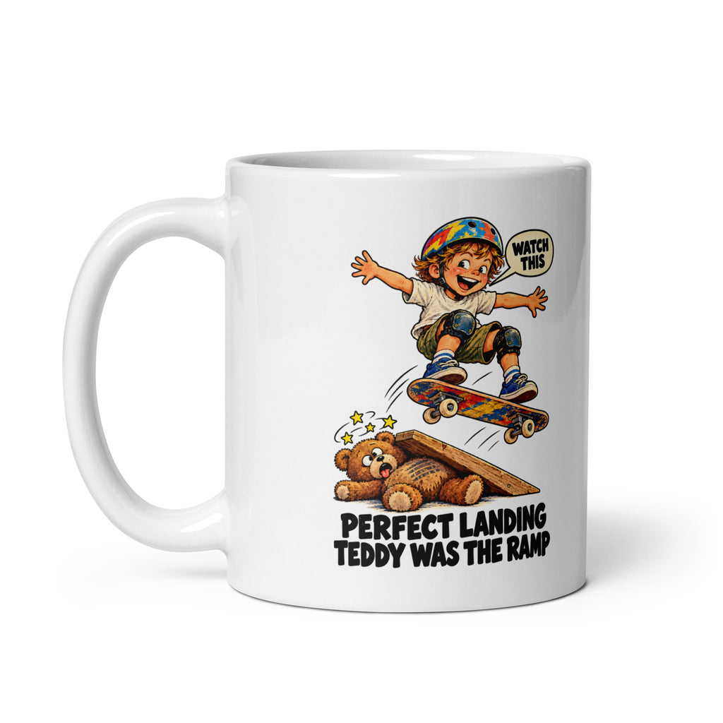 Skateboard Skye Mug by Brain Rot Bunch, handle on left