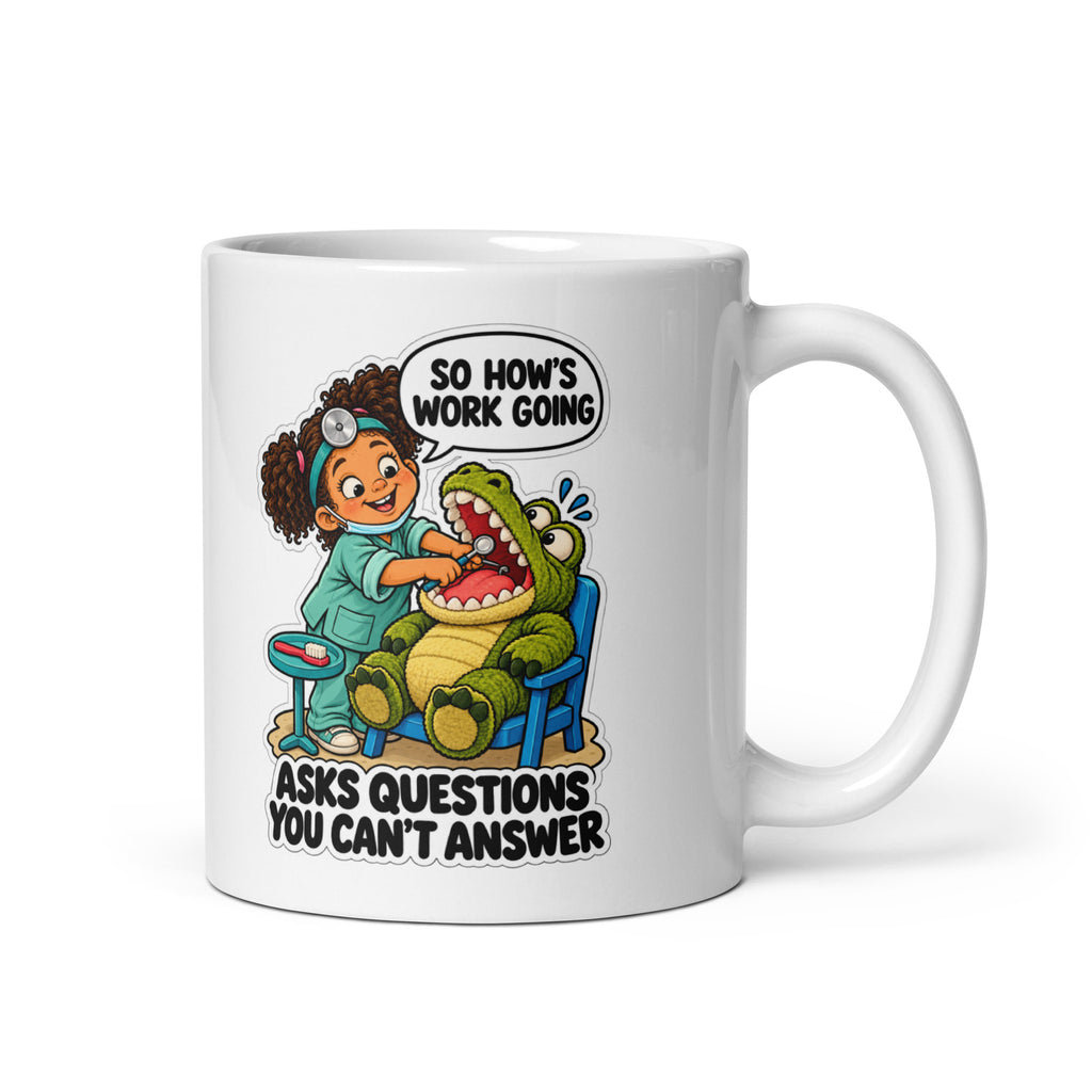 Dentist Dottie Mug by Brain Rot Bunch, handle on right