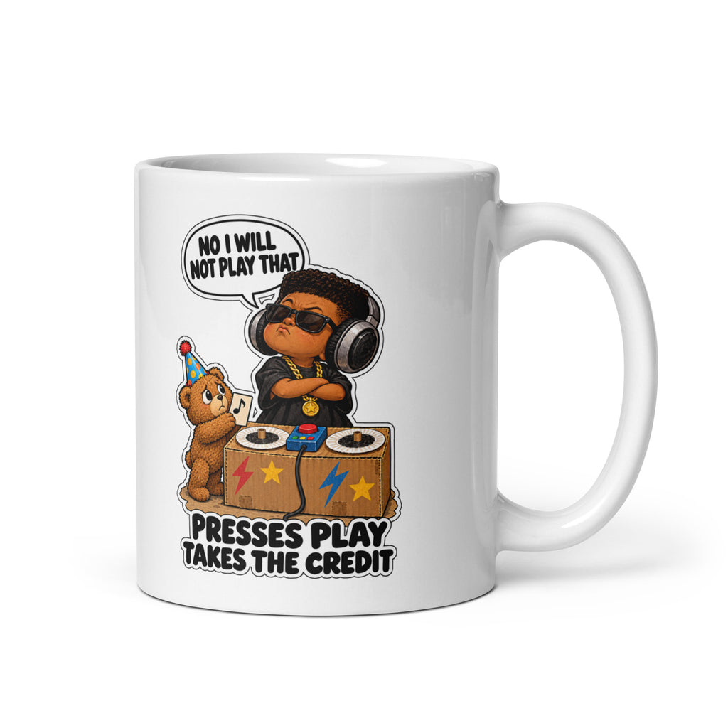 DJ Dax Mug by Brain Rot Bunch, handle on right