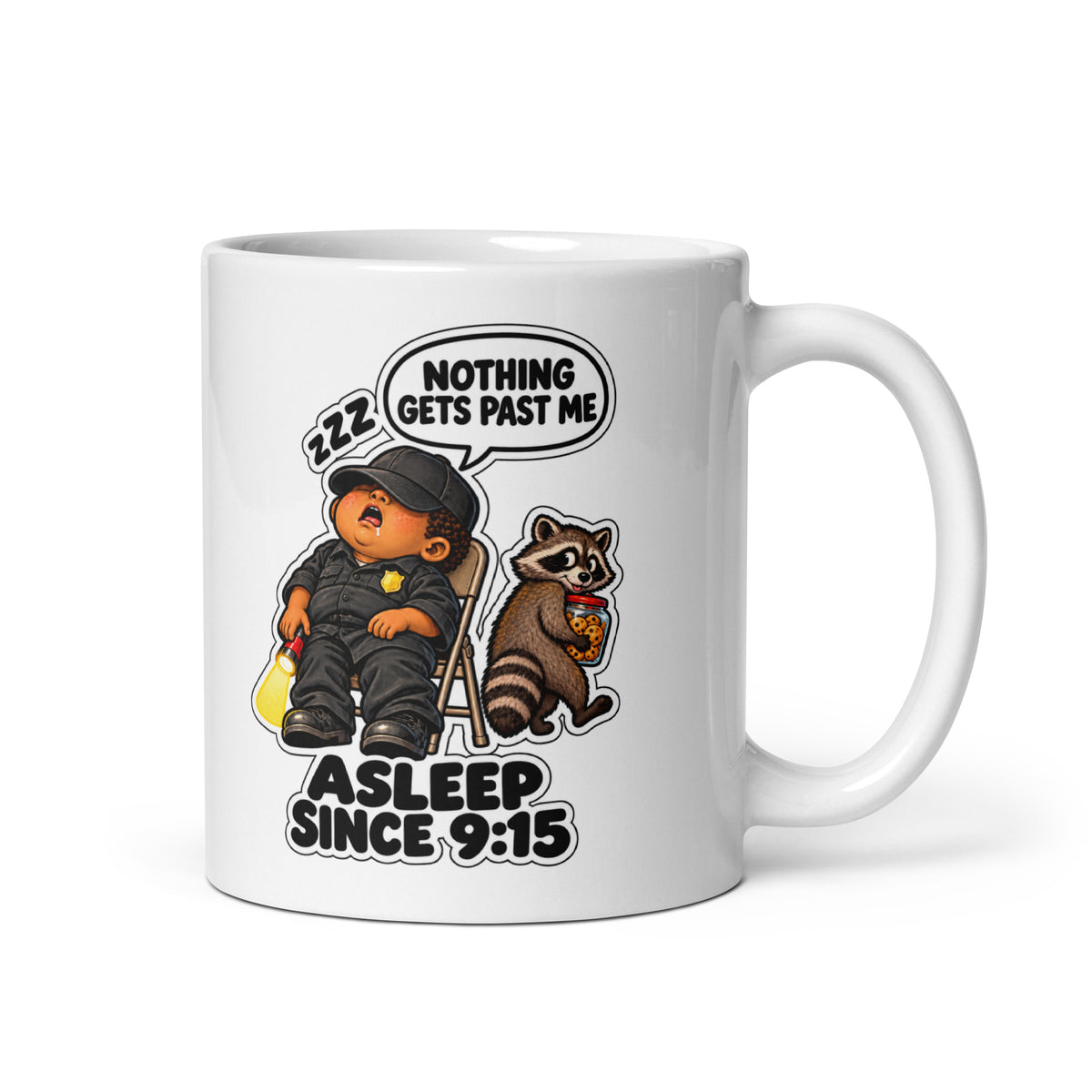 Security Stan Mug by Brain Rot Bunch, handle on right