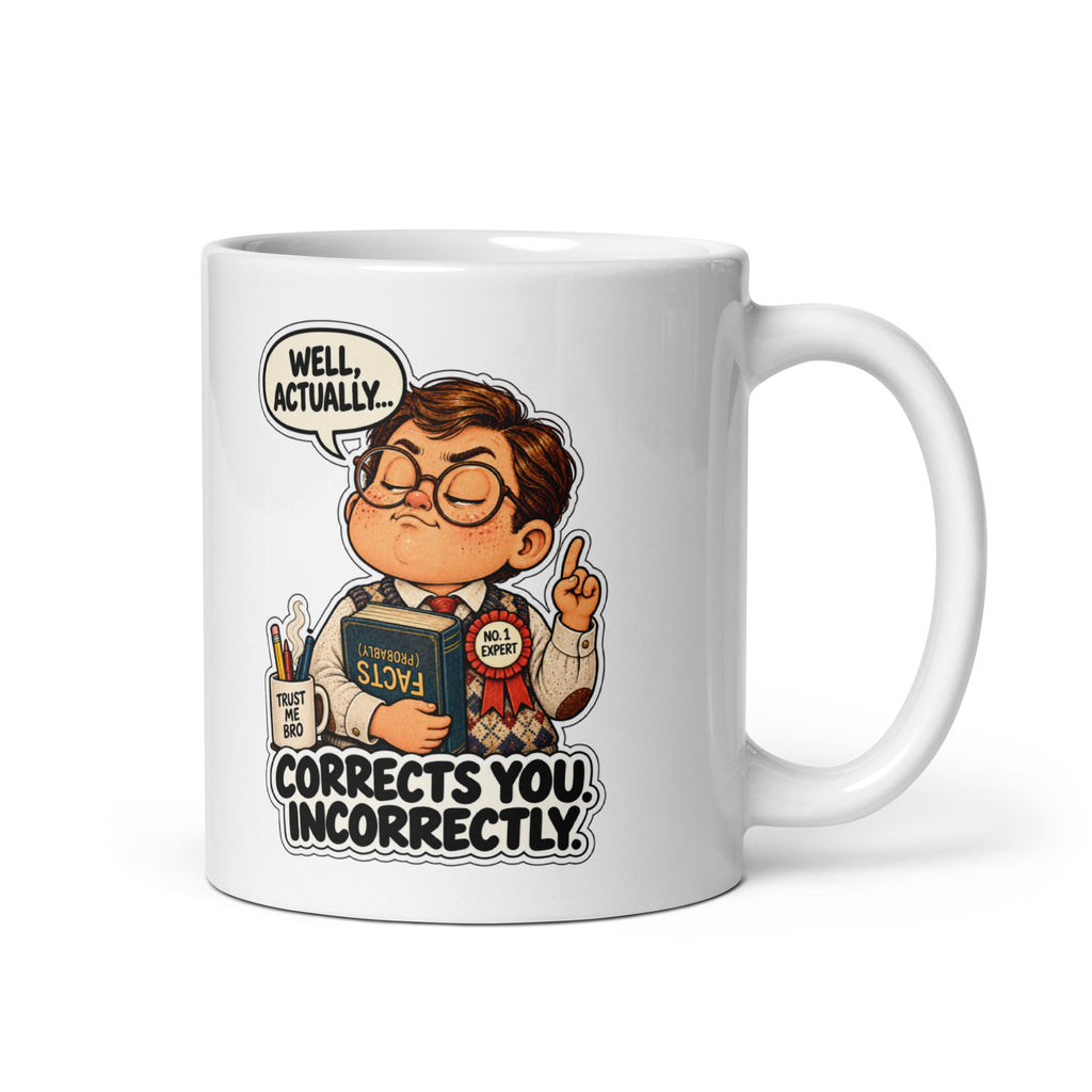 Well-Actually Wally Mug by Brain Rot Bunch, handle on right