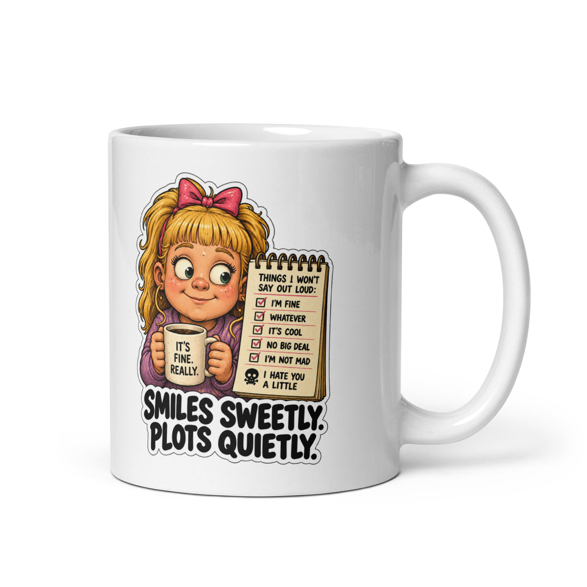 Passive Aggie Mug by Brain Rot Bunch, handle on right