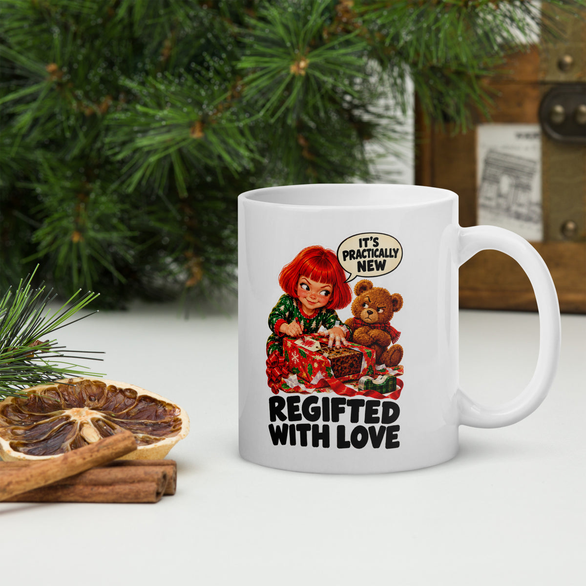 Regift Rory Mug by Brain Rot Bunch, handle on right