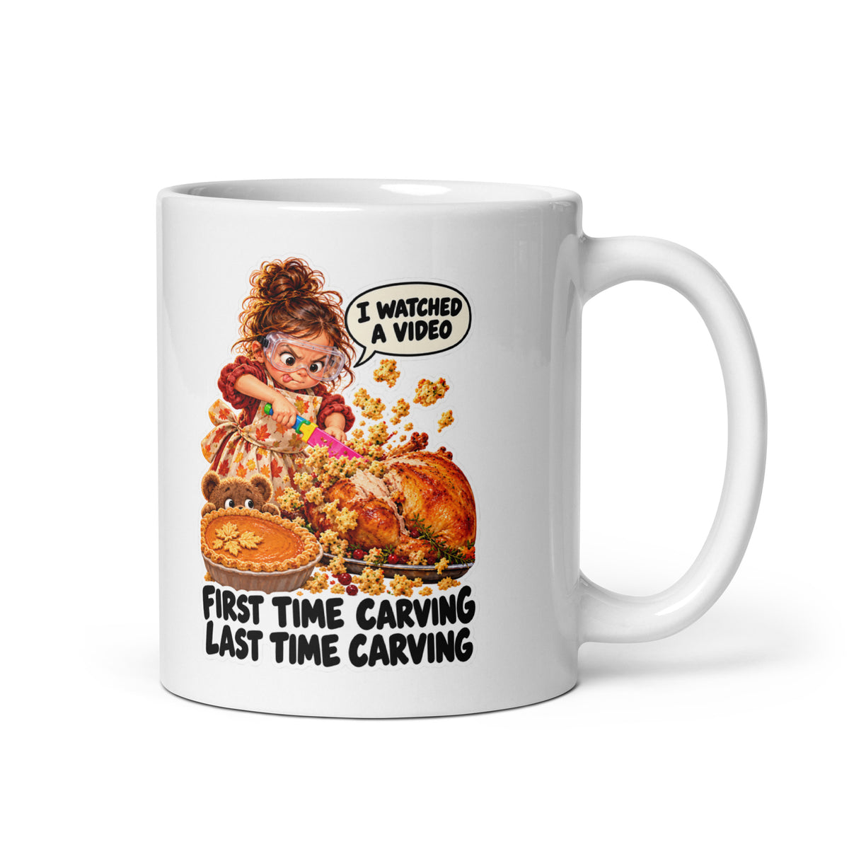 Carving Cora Mug by Brain Rot Bunch, handle on right