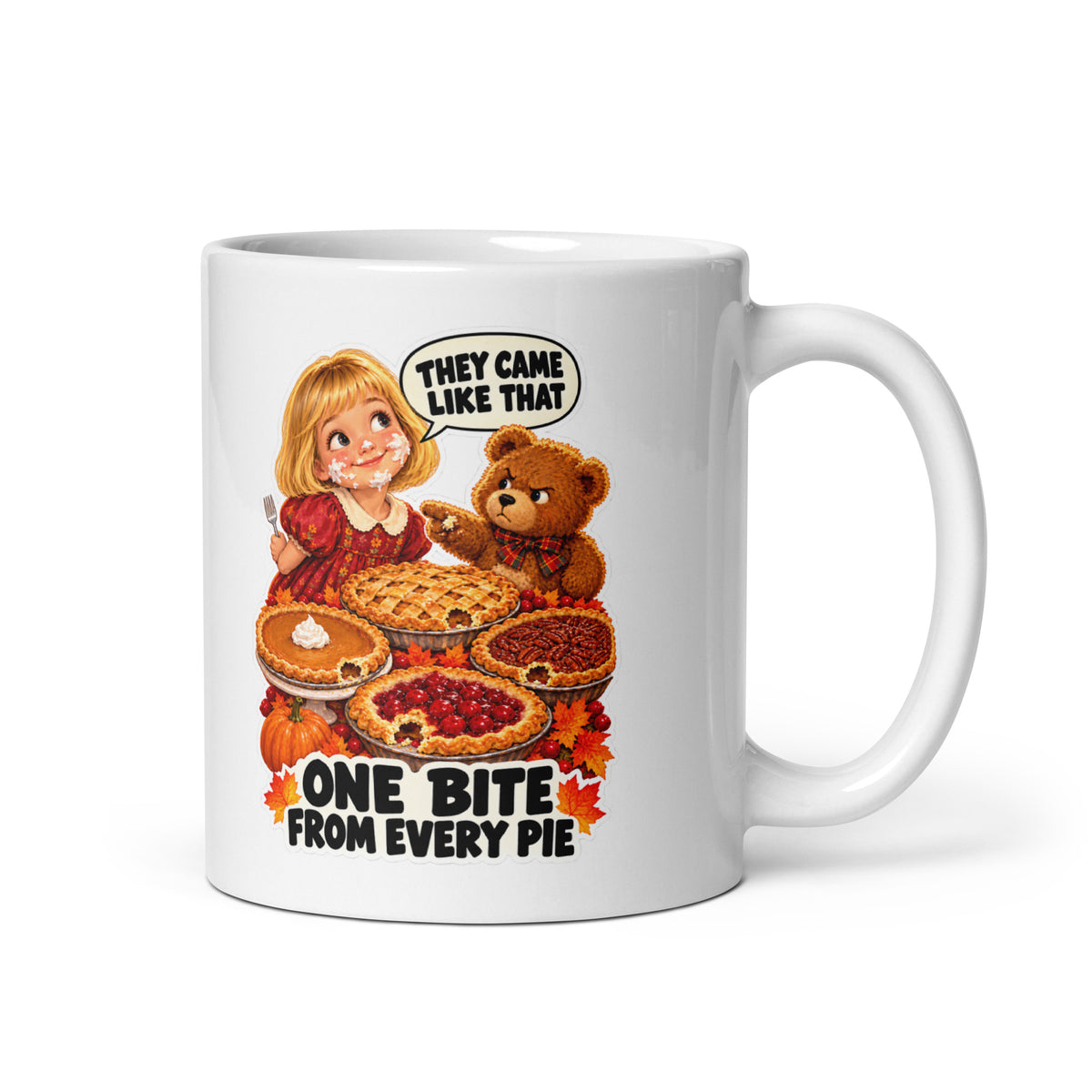 Pie-Sneak Piper Mug by Brain Rot Bunch, handle on right