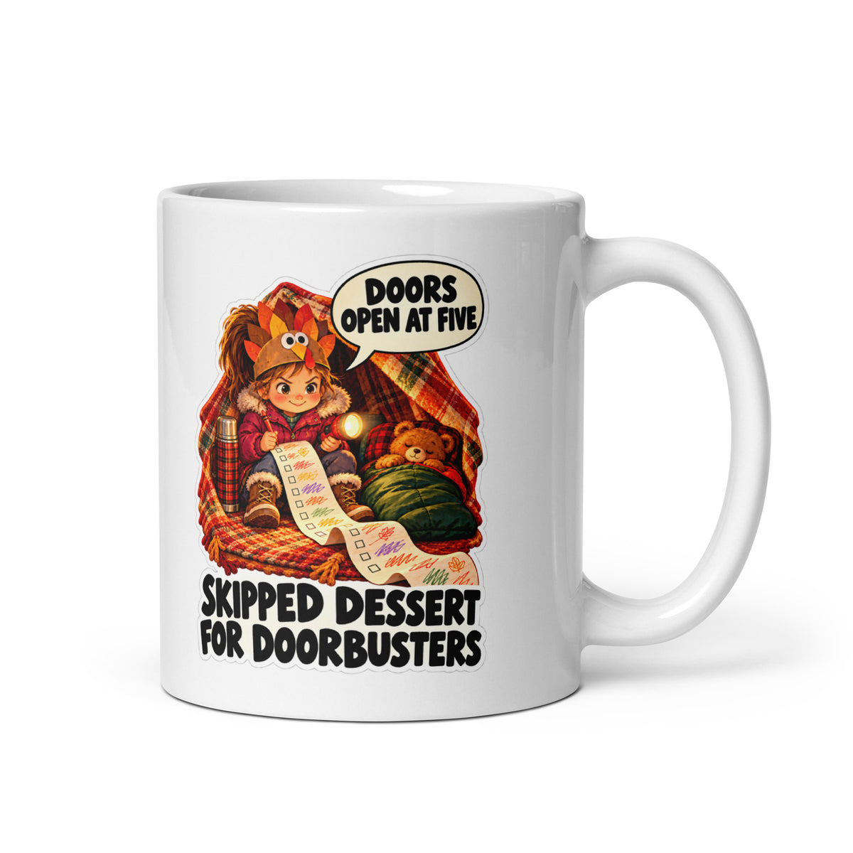 Doorbuster Bella Mug by Brain Rot Bunch, handle on right