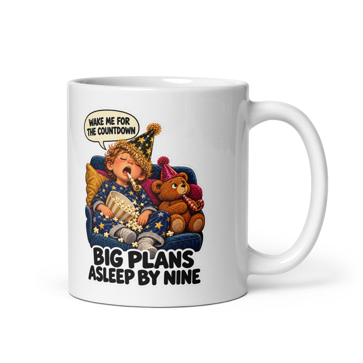 Midnight Milo Mug by Brain Rot Bunch, handle on right