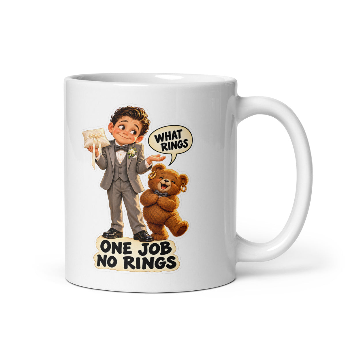 Ring-Bearer Rocco Mug by Brain Rot Bunch, handle on right