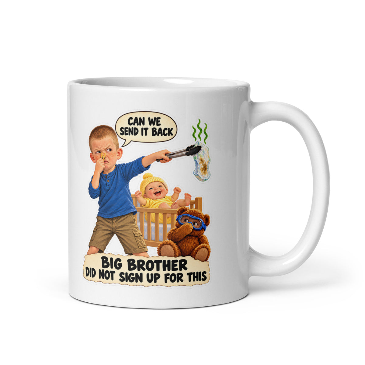 Big-Brother Brody Mug by Brain Rot Bunch, handle on right