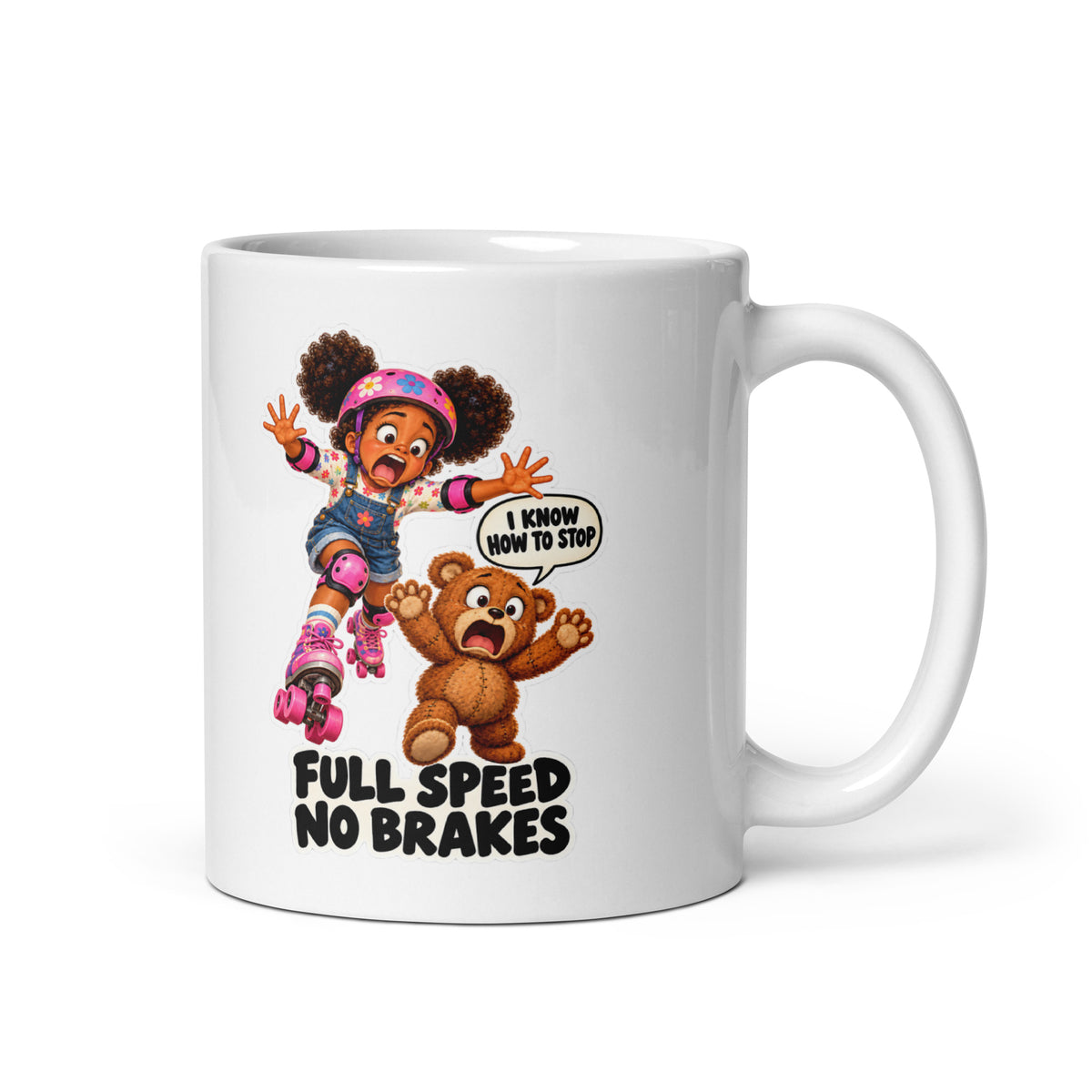Roller-Skate Rosie Mug by Brain Rot Bunch, handle on right