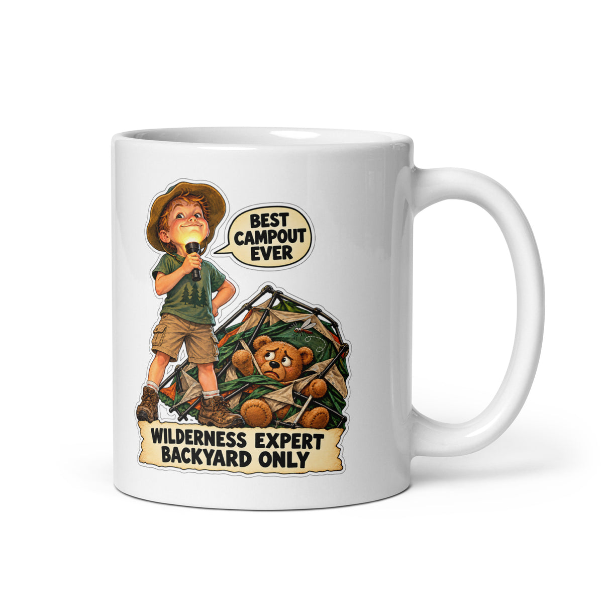 Backyard-Camping Caleb Mug by Brain Rot Bunch, handle on right