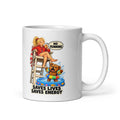 Lifeguard Lacey Mug by Brain Rot Bunch, handle on right