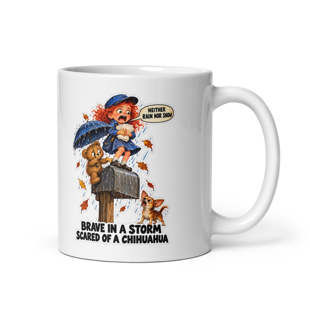 Mail-Carrier Maisie Mug by Brain Rot Bunch, handle on right
