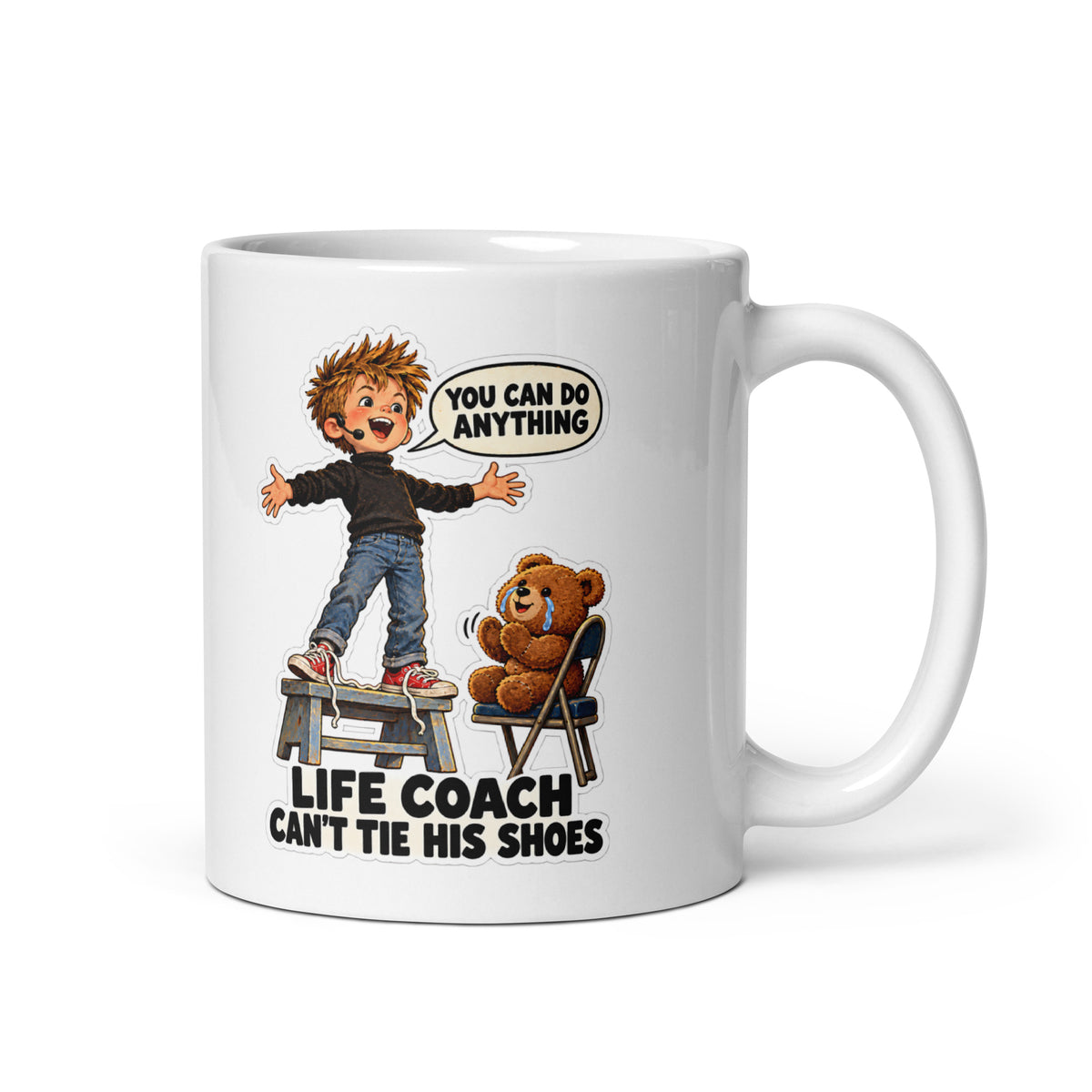 Life-Coach Logan Mug by Brain Rot Bunch, handle on right