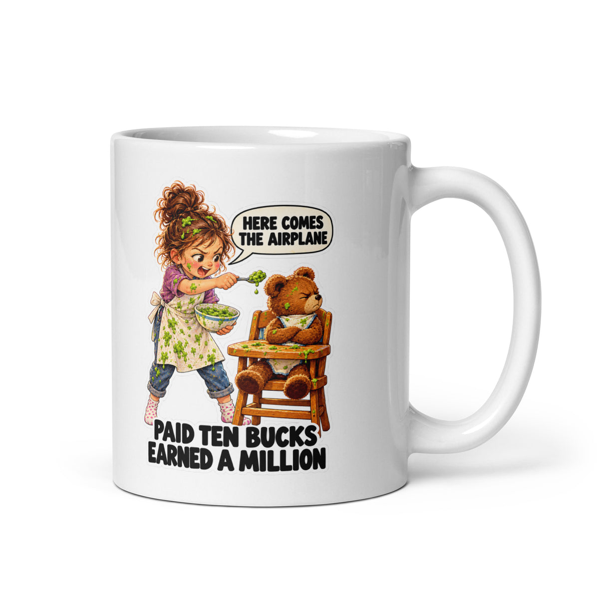 Babysitter Bridget Mug by Brain Rot Bunch, handle on right