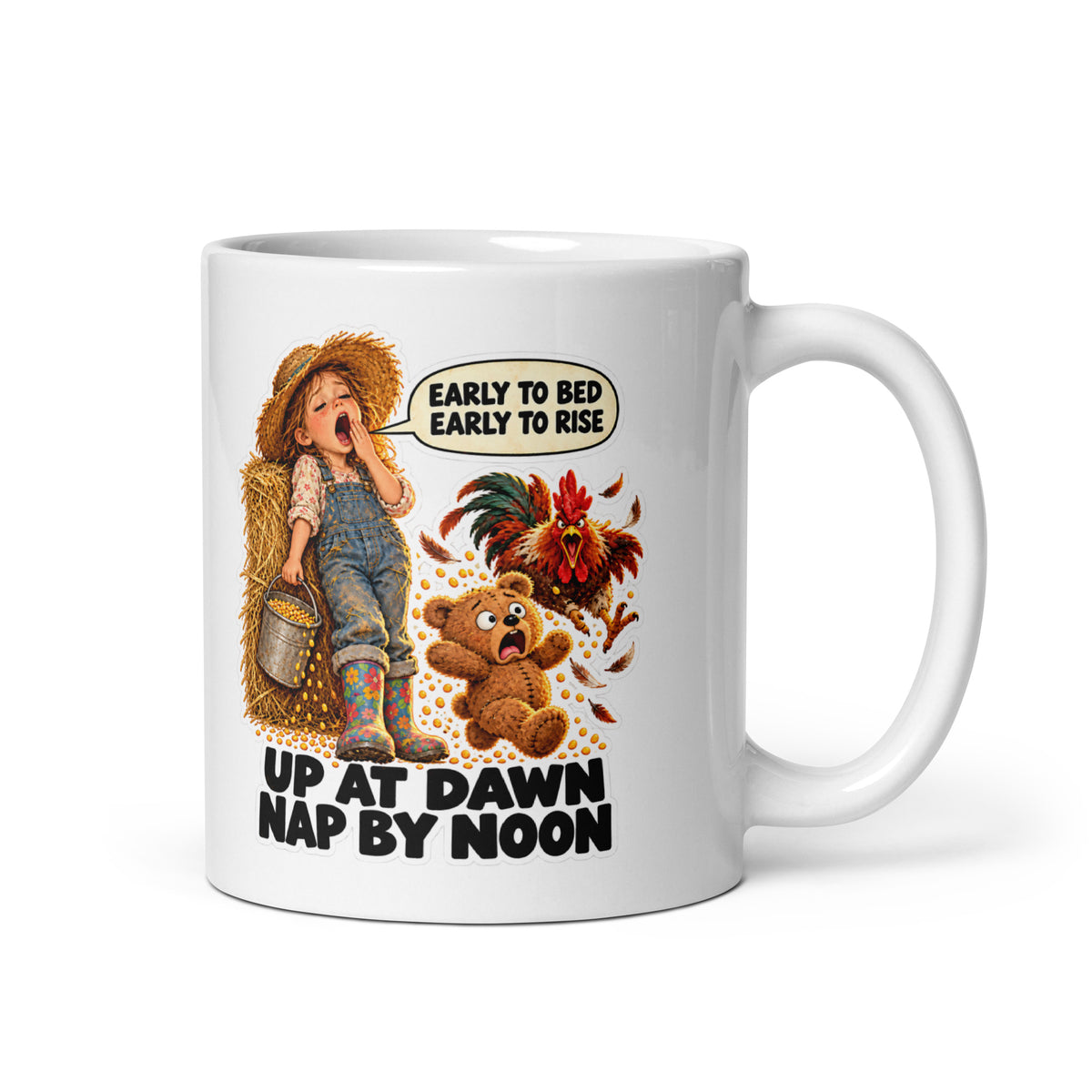 Farmer Fern Mug by Brain Rot Bunch, handle on right