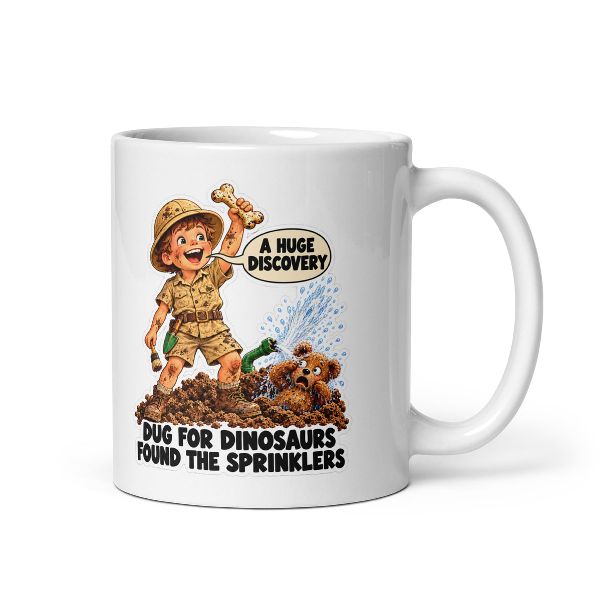 Archaeologist Arden Mug by Brain Rot Bunch, handle on right