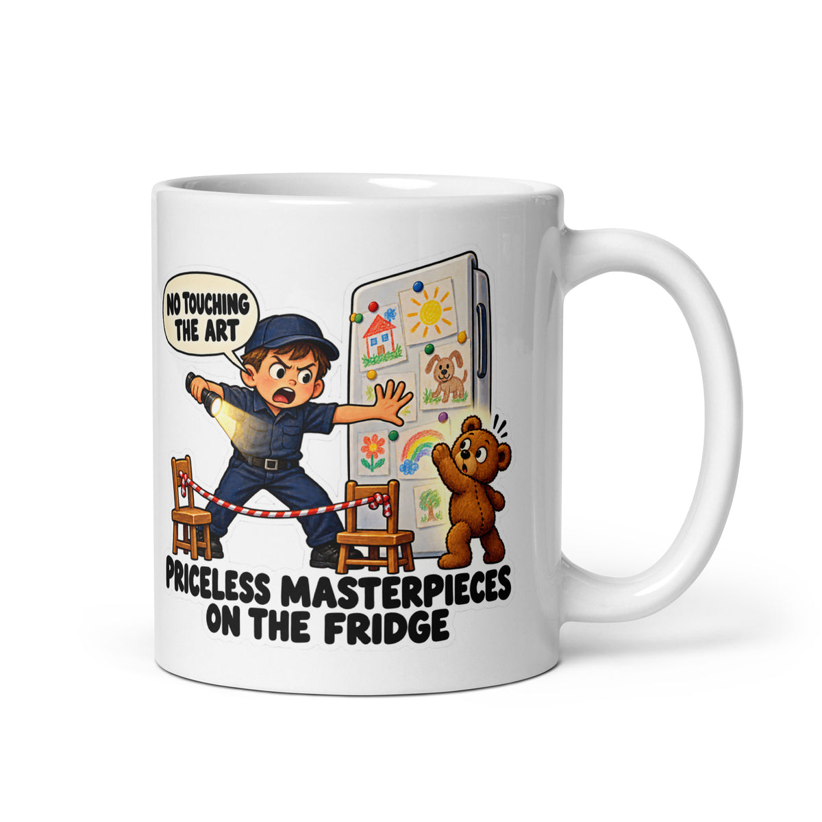 Museum-Guard Mo Mug by Brain Rot Bunch, handle on right