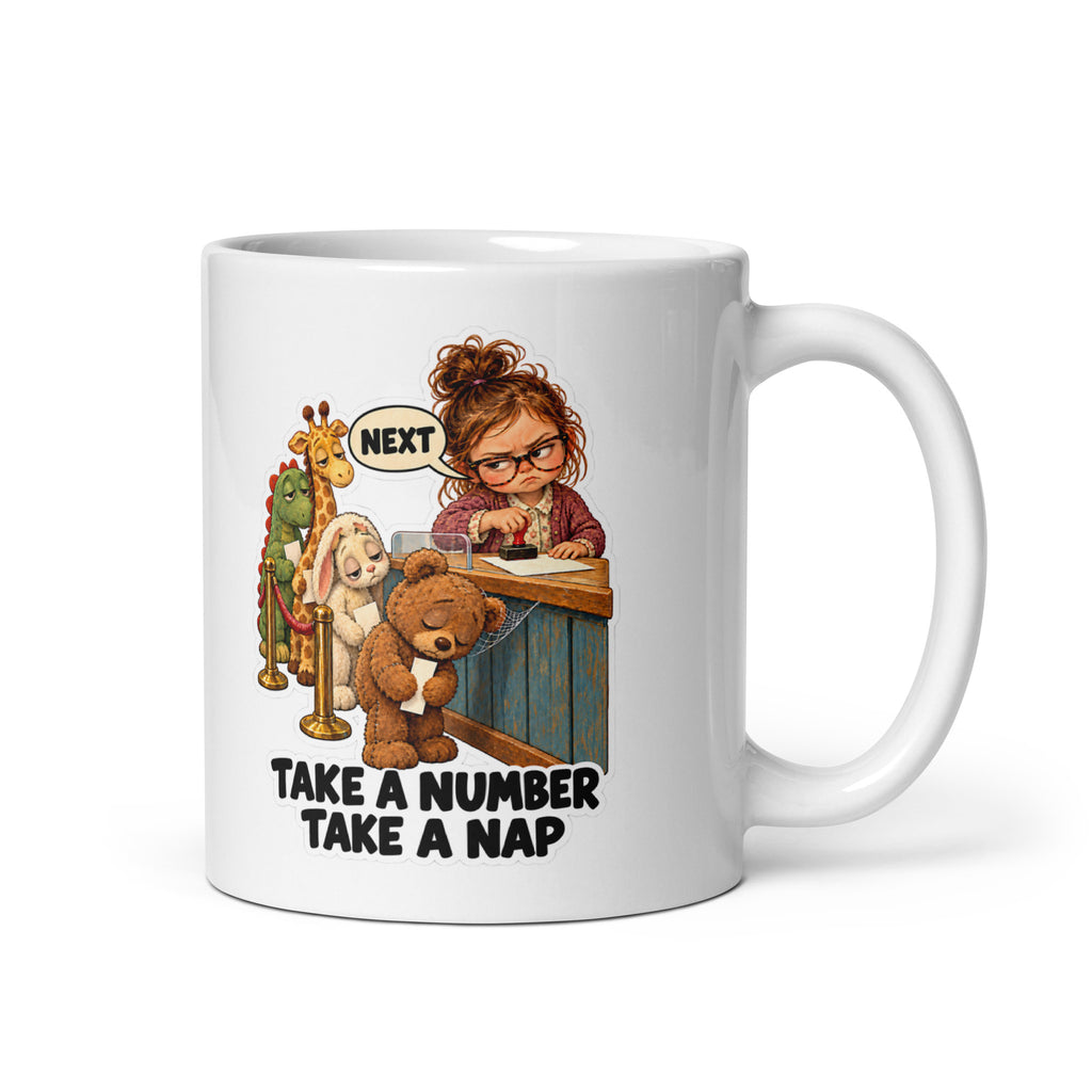 DMV Dina Mug by Brain Rot Bunch, handle on right