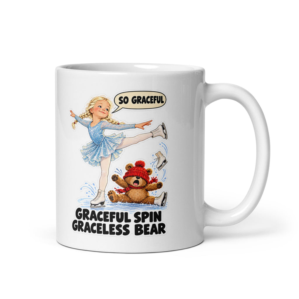 Ice-Skater Ingrid Mug by Brain Rot Bunch, handle on right