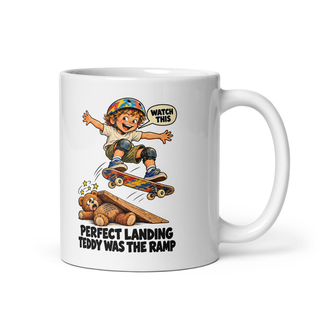Skateboard Skye Mug by Brain Rot Bunch, handle on right