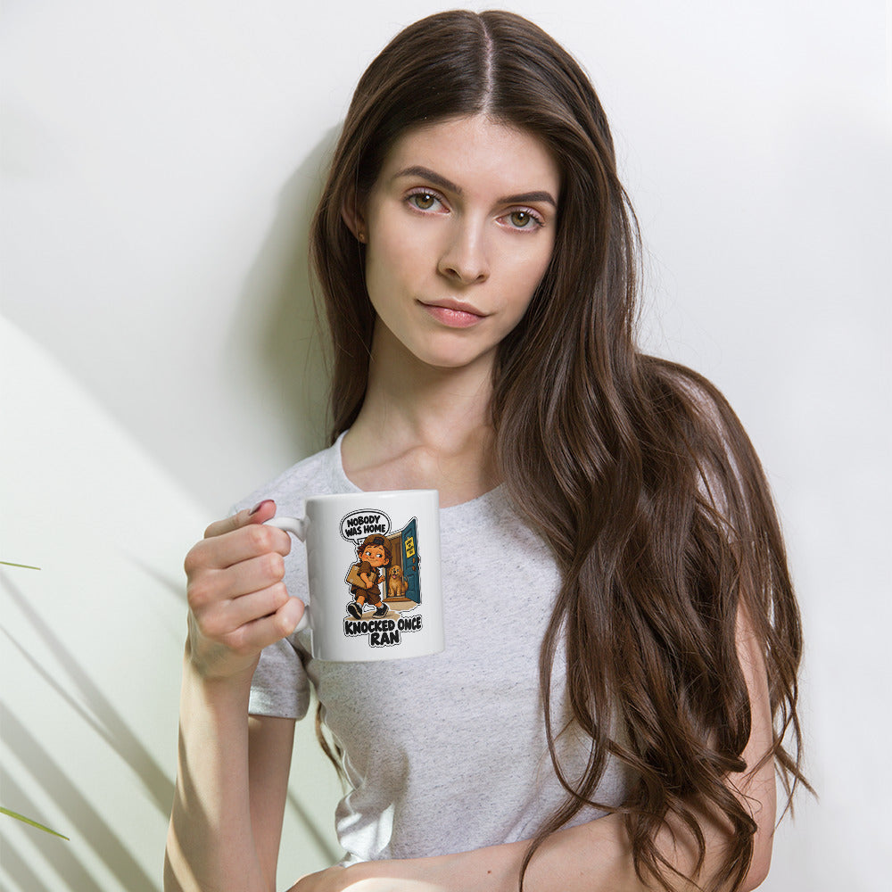 Delivery Dex Mug by Brain Rot Bunch, lifestyle photo